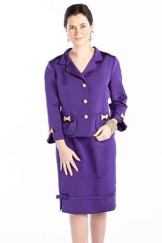 Tom and Linda Platt Couture Custom Purple Silk Suit