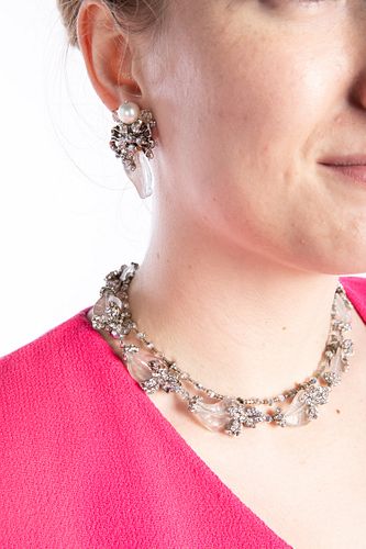 Crystal & Rhinestone Necklace & Berrera Earrings