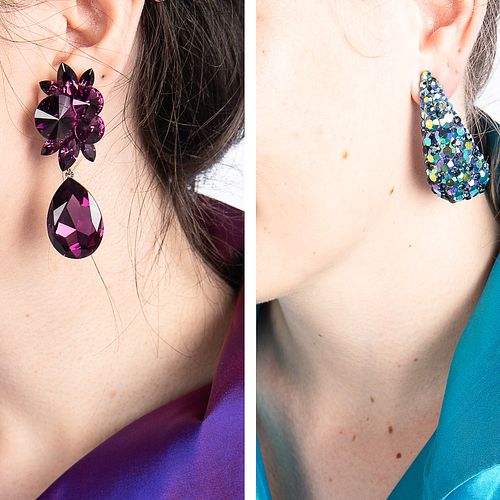 Two Pairs of Crystal Earrings