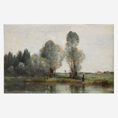 Jean-Baptiste-Camille Corot (French, 1796?1875) Saules Pr?s d'un Ruisseau. Limousin
