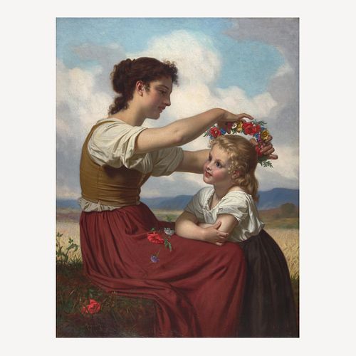 Hugues Merle (French, 1822-1881) Couronne de Fleurs des Champs (Field Flower Wreath)