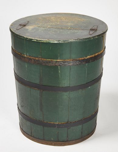 Green Barrel with Hinged Lid