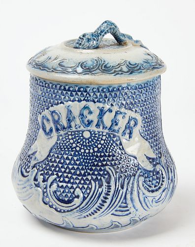 Whites Utica Stoneware Cracker Jar