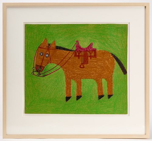 Eddie Arning "Horse on Green"