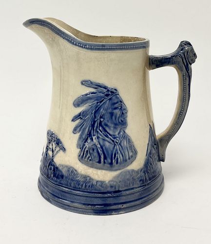 Old Sleepy Eye Pitcher with Indian and Teepees