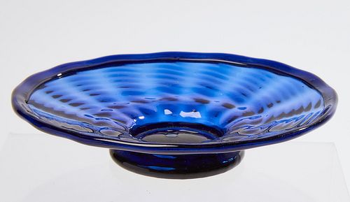 Blue Glass Rib Broken Swirl Dish