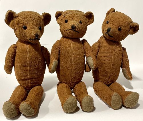 Family of Three Vintage Teddy Bears