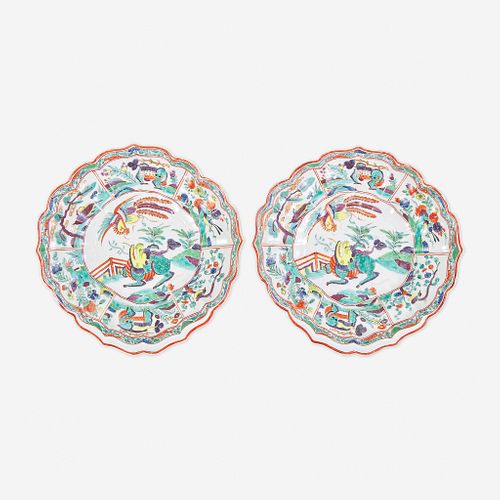A Pair of Worcester Shaped Porcelain Plates circa 1775