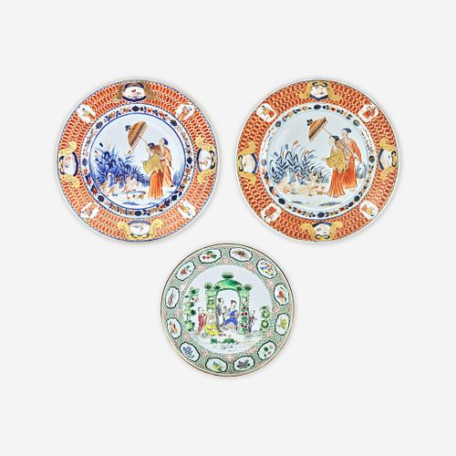 A Group of Three Chinese Export Porcelain Plates circa 1738-1740
