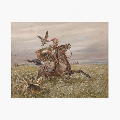 Juliusz Fortunat von Kossak (Polish, 1824?1899) Retreating Archer on Horseback