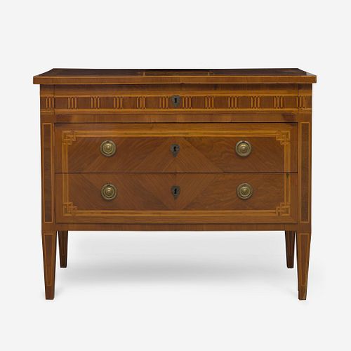An Italian Neoclassical Fruitwood Marquetry and Parquetry Commode 18th century