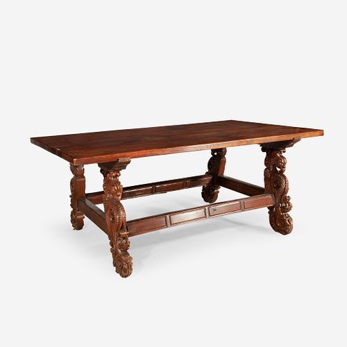 A Baroque Revival Carved Walnut Center Table possibly Scandinavian, late 19th/early 20th century