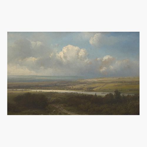 Pieter Lodewijk Francisco Kluyver (Dutch, 1816?1900) Extensive Landscape with Rolling Clouds