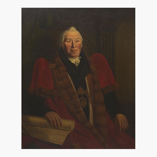 British School (19th Century) Portrait of a Lord Admiral Wearing Livery Cloak and Collar