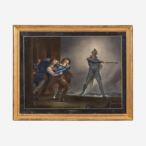 A verre ?glomis? Painting Depicting a Scene from Hamlet after Henry Fuseli, early 19th century
