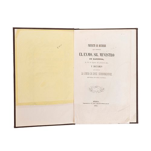Proyecto de Recursos que Presentó el Exmo. Sr. Ministro de Hacienda, y Dictamen que Estendio la Junta de Sres. Gobernadores... Méx,1851