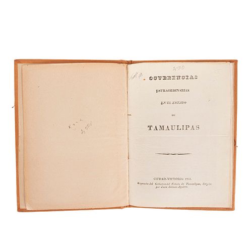 Ocurrencias Estraordinarias en el Estado de Tamaulipas. Ciudad Victoria; Imprenta del Gobierno del Estado de Tamaulipas, 1892.