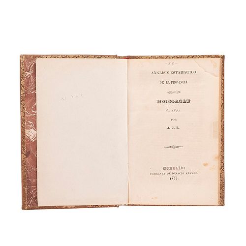 J. J. L. Análisis Estadístico de la Provincia de Michoacán. Morelia: Imprenta de Ignacio Arango, 1852.