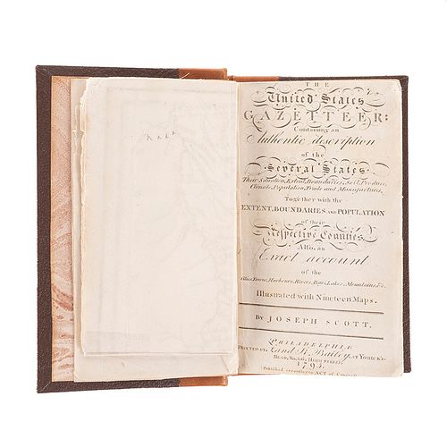 Scott, Joseph. The United States Gazetter: Containing an Authentic description of the Several States. Philadelphia: 1795. 19 mapas pleg