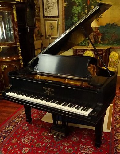 Steinway & Sons Patent Grand Piano. Ebony lacquer finish. Serial #75657. (1893) Appears to have been restored. Drink rings to top or in good condition