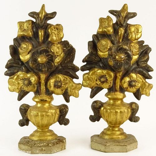 Pair of 19th Century Probably Italian Giltwood Decorative Carvings. Unsigned. Rubbing, surface losses, otherwise good antique condition. Measures 19" 