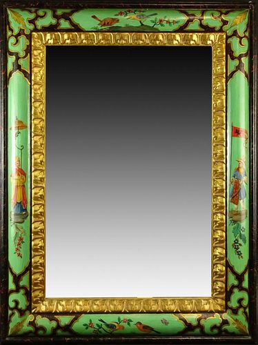 20th Century Hand Painted Wood Framed Mirror en suite with the previous lot. Unsigned. Good condition. Measures 35-1/2" x 26-1/2". Shipping $225.00