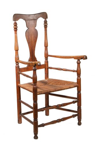 18TH C. COUNTRY QUEEN ANNE ARMCHAIR