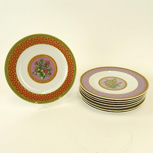 Eight (8) Versace for Rosenthal Salad Plates in the "Floral Elegy" Pattern. Signed. As New condition. Measure 8-7/8" diam. Shipping $40.00