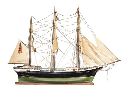 LARGE EARLY THREE-MASTED SAILING SHIP MODEL