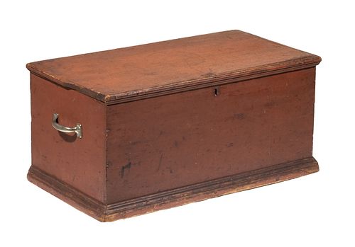 NEW ENGLAND 18TH C. MARINE CHEST IN RED PAINT