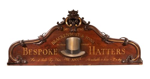 HATTER'S INTERIOR TRADE SIGN "BRACKENBURY" OF LONDON