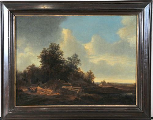 LANDSCAPE OF A WOODED FIELD OIL PAINTING