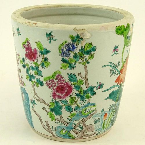 Chinese Famille Rose Jardinière. Unsigned. Good condition. Measures 8" H x 8" W. Shipping $42.00