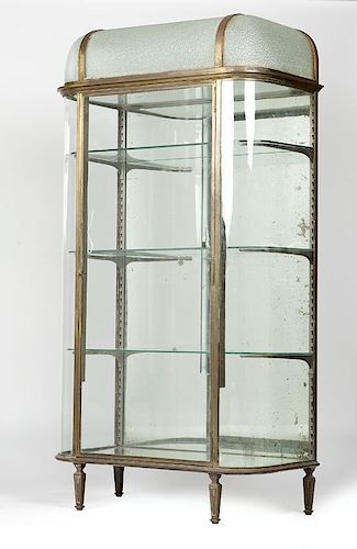 French Art Deco brass/glass display case, Muller