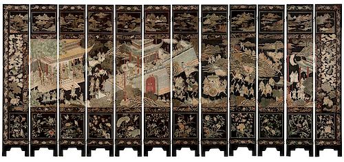 A Chinese twelve-panel Coromandel lacquer screen