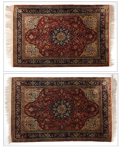 A pair of Persian Isfahan carpets