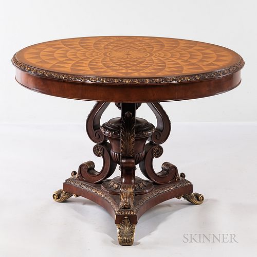 Neoclassical-style Mahogany Marquetry Center Table