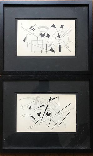 Wassily Kandinsky,  Pair of Ink Drawings, signed