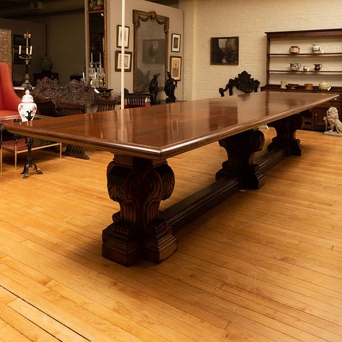 Large Italian Baroque Style Walnut Library Table