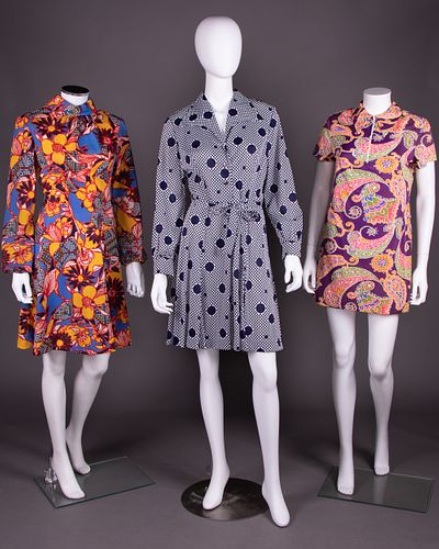 THREE PRINTED KNIT DRESSES, AMERICA, c. 1970