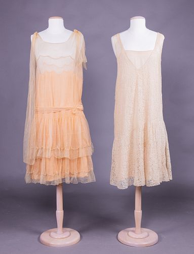 TWO SUMMER PARTY DRESSES, MID 1920s