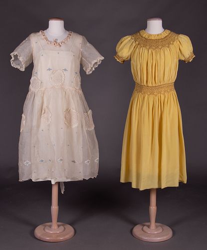 TWO GIRL'S PARTY DRESSES, 1920s