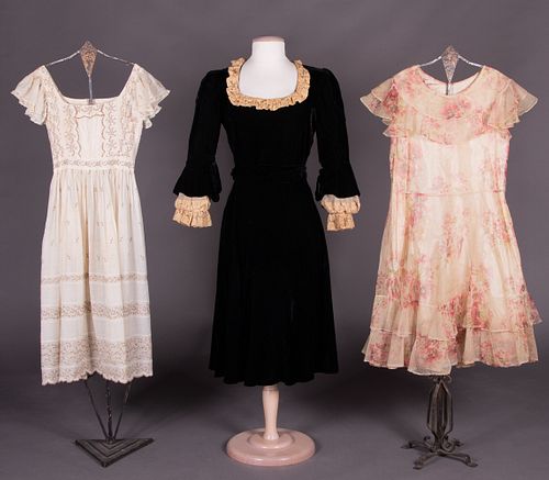 THREE GIRL'S DRESSES, 1850s & 1920-1930s
