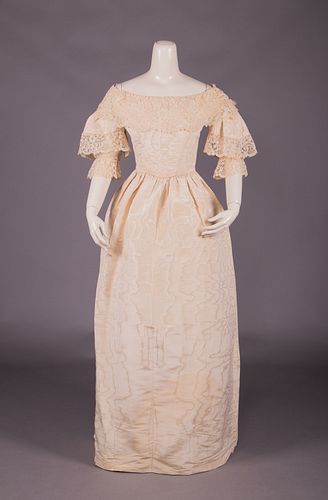 SILK MOIRÉ WEDDING DRESS, c. 1850