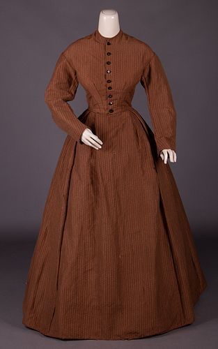 BROWN WOOL DAY DRESS, c. 1864