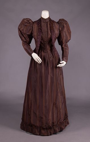STRIPED SILK TAFFETA DAY DRESS, MID 1890s