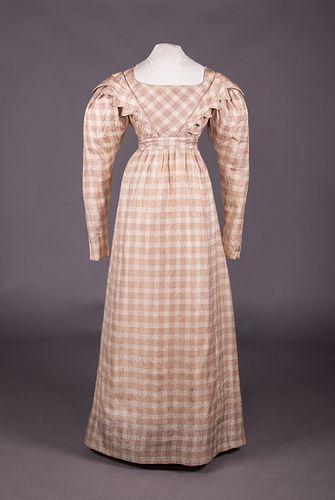 SILK DAY DRESS, LATE 1820s