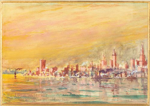 J. Frank Waldo, Manhattan from Brooklyn, W/C, 1913