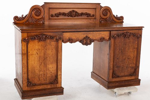 Victorian Oak Pedestal Sideboard, 19th Century