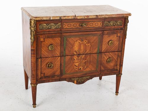 Louis XVI Style Marble Top Commode, 19th Century